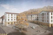 So soll das neue Dorfzentrum in Entlebuch dereinst aussehen. (Bild: Visualisierung nightnurse images GmbH)