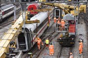 Die Unfallstelle im Bahnhof Basel SBB. Hier ist der Zug entgleist. (Bild: Keystone)