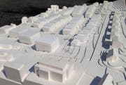Das Modell gibt einen ersten Eindruck über das neue Quartier. Hier sollen 220 neue Wohnungen entstehen. (Bild: pd)