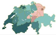 Die roten Kantone haben 1971 das Stimm- und Wahlrecht für Frauen abgelehnt. (Screenshot Swissvotes.ch)