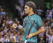 epa05881919 Roger Federer of Switzerland reacts against Nick Kyrgios of Australia during a semifinal round match at the Miami Open tennis tournament on Key Biscayne, Miami, Florida, USA, 31 March 2017. EPA/ERIK S. LESSER (Bild: ERIK S. LESSER (EPA/EPA))