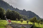 Die Bürgenstock-Bahn fährt wieder zum Resort hinauf. (Bild: Pius Amrein (Kehrsiten, 28. August 2017))