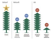 Markt Weihnachtsbäume in der Schweiz, 2015 (Bild: Quelle: Schätzungen IG Suisse-Christbaum Grafik: Lea Siegwart)