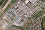 Auf dem Rockwell-Areal in Dierikon soll der zukünftige Bebauungsplan Gewerbe- und Dienstleistungsnutzung und 300 Wohnungen vorsehen. (Bild: Geoportal Luzern / Screenshot)