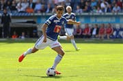 Luzerns Joao Oliveira beim Torschuss. (Bild: Philipp Schmidli)