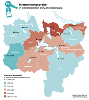 Die Mietwohnpreise in der Zentralschweiz. (Bild: Wüest Partner/Martin Ludwig)