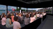 In einem überdimensionierten Reisecar erfahren die Besucher Typisches und Eigenheiten zu Luzern. (Bild: Visualisierung PD)