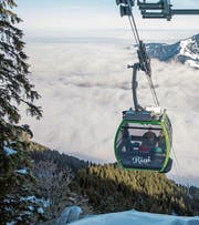Die komplett neu gebaute Luftseilbahn Kräbel–Rigi Scheidegg ist Ende des vergangenen Jahres in Betrieb genommen worden. (Bild: Urs Flüeler/Keystone (23. Dezember 2017))