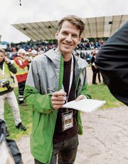 Vom Schwingen begeistert: Claudio Zanini nach dem Schlussgang in Alpnach. (Bild: Roger Grütter (2. Juli 2017))