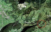 Die Gasexplosion ereignete sich im Gebiet Handgruobi, zwischen Rickenbach und der Ibergeregg. (Bild mapsearch.ch)