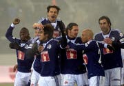Der FCL bejubelt das 2-0. (Bild: Keystone)