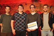 Signal! - Beromünster sendet wieder (von links): David Grottschreiber, Lukas Frei, Peter Zihlmann, Silas Kreienbühl (Bild: PD)