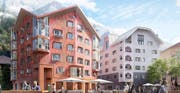 Das Apartmenthaus Alpenrose liegt direkt an der neuen Piazza. (Bild: Visualisierung: Andermatt Swiss Alps)