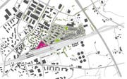 Lage des Neubaus auf dem Suurstoffi-Areal in Rotkreuz (roter Bereich: definitive Lösung, grüner Bereich: Zwischenlösung. (Bild: Zug Estates AG)