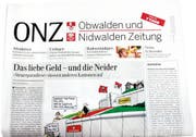 So könnte sie aussehen: Die neue, zweimal pro Woche erscheinende ““Obwalden und Nidwalden Zeitung“”. (Bild pd)