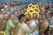 Der berühmte Judaskuss auf einer Freske des italienischen Malers Giusto de’ Menabuoi (1320–1390) in Padua. (Bild: AKG)