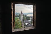 Blick vom Luegisland-Turm auf die Museggmauer. (Bild: Pius Amrein (Luzern, 10. September 2015))