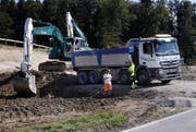 Im September 2016 fanden Vorarbeiten zur Bau der Margelbrücke statt. (Bild: Werner Schelbert)