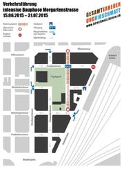 Die geplante Verkehrsführung im Hirschmattquartier während der Bauarbeiten bei der Morgartenstrasse. (Bild: Grafik PD)