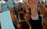 Dreimal Ja der CVP-Luzern. Bild Remo Inderbitzin/Neue LZ (Archiv)