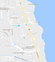 Die Seestrasse (gelb) wird in der Nacht auf Donnerstag zwischen dem Strandbad und der Einmündung der Sonnenbergstrasse gesperrt. (Bild: Google Maps (Screenshot))