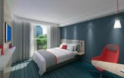 So werden die neu renovierten Zimmer im Holiday Inn Express nach der Umbauphase aussehen. (Bild: Visualisierung PD)