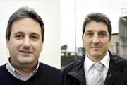 v.l.n.r.: Giuseppe Reo, Unia Zentralschweiz und Roland Vonarburg, Inhaber Champignons Wauwil (Bild: Neue LZ)