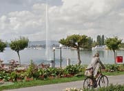 Der Springbrunnen in der Zuger Vorstadtbucht. (Bild: Google Maps)