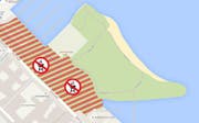 Die grillfreie Zone auf der Ufschötti. (Bild: Grafik: Stadt Luzern)