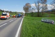 Die Unfallstelle zwischen Ruswil und Hellbühl. (Bild: Leserreporter)
