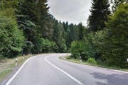 Die kurvenreiche Strecke im «Boowald» ist bei Geschwindigkeit liebenden Töff- und Autofahrern sehr beliebt. (Bild: Maps Goofle)