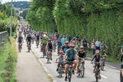 Der 24 Kilometer lange Slow-up um den Sempachersee zog gestern 35 000 Besucher an. Unter ihnen Joel, Martin und Lukas aus Nottwil (oben), welche die Strecke auf ihren Traktoren bewältigten. (Bilder: Roger Grütter (20. August 2017))