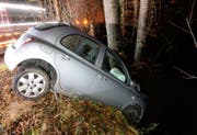 Das Auto wurde beim Ausweichmanöver durch einen Baum gestoppt. (Bild: luzerner Polizei (Malters, 12. Dezember 2017))