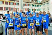 Die LZ-Läuferinnen und -Läufer frohgelaunt vor dem Start zum 27. Willisauer Lauf. (Bild Claudia Surek)