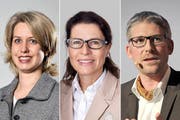 Diese drei signalisieren Interesse am Amt des Stadtrats (von links): Franziska Bitzi Staub, Pia Maria Brugger Kalfidis und Roger Sonderegger. (Bilder Neue LZ/PD/Urs Hanhart)