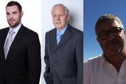 Die Kantonsratskandidaten Marc Reichmuth (v.l.) und Heinz Fuchs sowie Gemeinderatskandidat Bruno Beck. (Bild: PD)