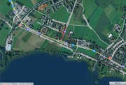 Die Kreuzung Rank/Steinhauserstrasse in Zug (rot eingezeichnet). (Karte mapsearch.ch)
