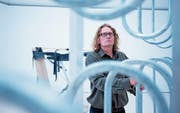 Der österreichische Bildhauer Michael Kienzer verwendet für viele Skulpturen industrielle Materialien. (Bild: Maria Schmid (Zug, 31. August 2017))