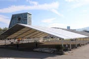 Aufbau der 46. Zuger Messe. (Bild: PD)