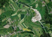 Das Kiesabbaugebiet befindet sich im Trienger Ortsteil Kulmerau. (Bild: map.search.ch)