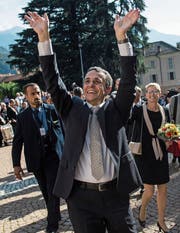 Ignazio Cassis während des Empfangs in Bellinzona. (Bild: Urs Flüeler/Keystone)
