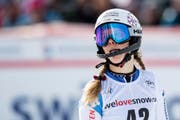 Aline Danioth of Switzerland reacts in the finish area during the second run of the women's Slalom race at the Alpine Skiing FIS Ski World Cup in Lenzerheide, Switzerland, Sunday, January 28, 2018. (KEYSTONE/Jean-Christophe Bott) (Bild: Jean-Christophe Bott / Keystone (Lenzerheide, 28. Januar 2018))