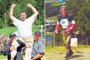 Andi Imhof (links), erfolgreicher Schwinger und Nationalturner, lieferte in seiner Karriere schon viele Glanzresultate ab. Der 91-jährige Dolfi Kempf absolvierte dieses Jahr schon 50 Orientierungsläufe. (Bilder: PD/Elias Bricker)