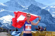 Die Schweizerin Conny Berchtold wird am 23. Jungfrau Marathon Dritte und ist beste Schweizerin. (Bild: pd/ swiss-image.ch / Photo Remy Steinegger)