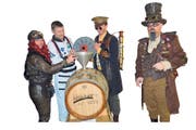 Stolz auf die Premiere (von links): Bettina Mathis (Frau des Zunftmeisters), Fassgötti Pascal Häller, Zunftmeister Ivo I. Mathis und Gerold Odermatt. (Bild: Franz Niederberger (Sarnen, 23. Februar 2017))