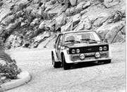 Das Team Carron/Siggen unterwegs in der Tremola anlässlich der letzten Rallye Gotthard im Jahr 1983. (Bild: PD)