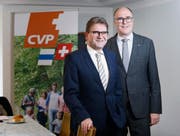 Wollen für die CVP Zug in der Kantonsregierung bleiben: Beat Villiger (links) und Martin Pfister (rechts). (Bild: Stefan Kaiser/Zuger Zeitung (Zug, 6. Januar 2018))