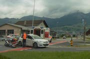 Der Citroen wollte auf die Autobahn einbiegen und muss den Töfffahrer nicht gesehen haben. (Bild: Geri Holdener)