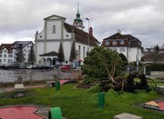 Dunkle Wolken über dem Seeplatz in Küssnacht. (Bild: Leserbild Werner Zwyssig)