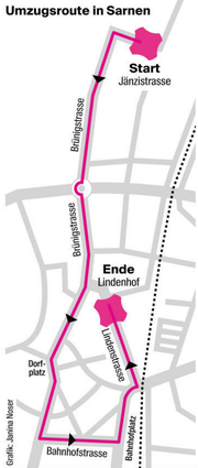 Die Umzugsroute in Sarnen. (Bild: Grafik Janina Noser)